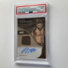 Khabib Nurmagomedov 2021 Panini Select UFC Prizm Relic Auto Card 55/99 PSA 9