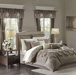 Madison Park Essentials Room in a Bag Faux Silk Comforter Set - Luxe Diamond ... - Picture 1 of 2