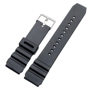Black 18/20/22mm Watch Band Replacement Waterproof Silicone Wristwatch Strap - Picture 1 of 11