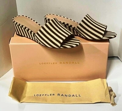 ¡Nuevo! Sandalias de tacón LOEFFLER RANDALL ámbar/lona natural US6/UK3/EU36 Foto 1 de 4