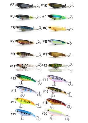Lot of 20 color Whopper Plopper 90 style, 105mm 17g Topwater Popper Fishing Lure - Image 1 of 4