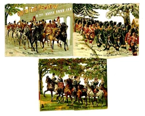 OFF TO THE REVIEW, advert, military die cut scraps, panorama fold out Tuck 982 - Picture 1 of 3