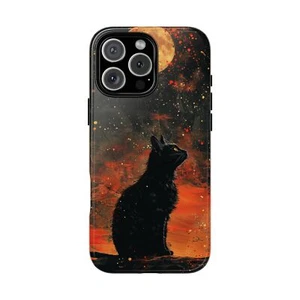 Für iPhone / Galaxy / Pixel | Handy-Tintenhülle - Schwarze Katze Vollmond - Bild 1 von 239