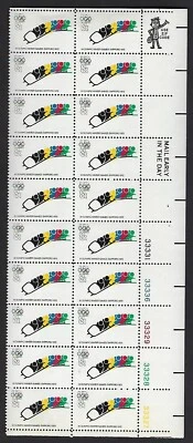 1461 MNH Plate Block of 20, 8-cent stamps, 1972 Olympics, Bobsledding 1 - Image 1 of 2