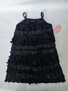 New Girls Black With Sequin Tank Dress Sizes 4 to 10 - Picture 1 of 2