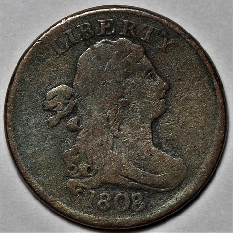 1808/7 Draped Bust Half Cent - US 1/2 Copper Penny Coin - L37 Cover