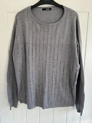 Quiz Grey Studded Jumper Size: Medium - Image 1 of 4