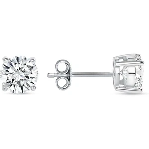 3mm Lab-Created Diamond Stud Earrings - Solid Sterling Silver - Sparkling! - Picture 1 of 2