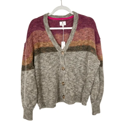 Nuevo con etiquetas Cárdigan Sundry Suéter Mujer 1 Pequeño Gris Rosa Lana Mohair Abotonada Cuello en V Foto 1 de 4