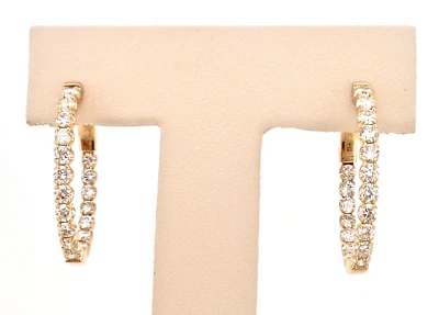 PENDIENTES ARO ORO AMARILLO 14K 2CTW DIAMANTE REDONDO ADENTRO HACIA AFUERA Foto 1 de 4