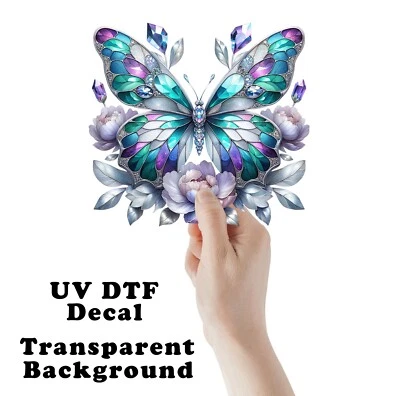 Silver Jewel Butterfly UV DTF Transparent Sticker / Decal - Image 1 of 4