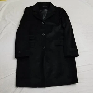 Lauren Ralph Lauren Coat Womens 18 Black Wool Blend Reefer Single Breasted Long - Picture 1 of 9