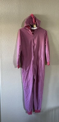 Nick & Nora Pajama Small One Piece Unicorn Embroidered Zip Pink Costume Hooded - Image 1 of 2