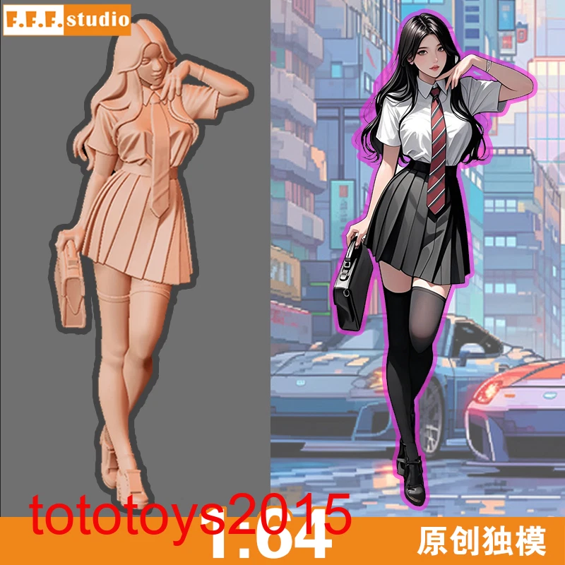 1/64 1/43 School Uniform Beauty Girl Scene Miniature Figures Doll For Cars Toy - Image 1 of 1