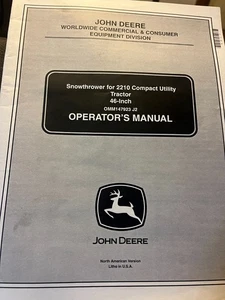 Quitanieves John Deere para tractores 2210 46 pulgadas manual de operador OMM147923 J2 - Imagen 1 de 1