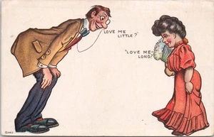 Love Me Little? Said By The Tall Man Love Me Long? By The Lady Comic Postcard - Picture 1 of 2