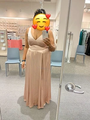 Vestido de dama de honor/promoción/vacaciones, talla 18 Galina Signature GS290019, desnudo/arena Foto 1 de 4