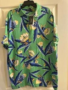 Polo Ralph Lauren Floral Spa Terry Green Short Sleeve Polo Shirt XXLarge $138 - Picture 1 of 5