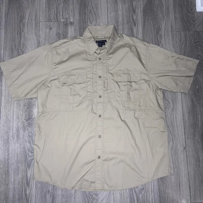5.11 Tactical Shirt Mens XL Khaki Short Sleeve Button Front Vented Outdoor - Image 1 of 4