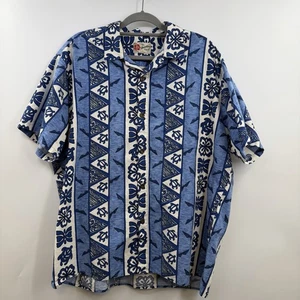 Vintage 80s Hilo Hattie Hawaiian Aloha Shirt 2XL Turtle Floral Made in Hawaii - Picture 1 of 8