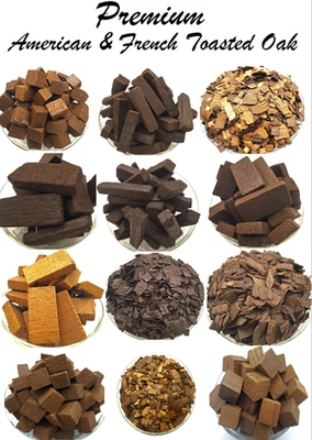 Los mejores cubos, duelas y patatas fritas de roble tostado francés + americano 75 g/100 g/500 g/1 kg Foto 1 de 4