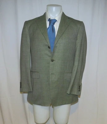 Ermenegildo Zegna Su Misura Trofeo Green Geometric Three Button Sport Coat 38S - Image 1 of 4
