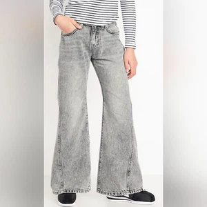 Old Navy Baggy Flare High Rise grau weites Bein Mädchen Jeans Gr. 12 Boho Freizeit - Bild 1 von 8