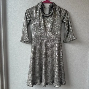 Art Class Girl’s Large 10/12 Dress Gold Shimmer Leopard Print Ruffles - Picture 1 of 20