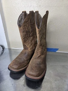 Cowboy zugelassen abgerundete eckige Zehenpartie hellbraun Western Damenstiefel Größe 8M  - Bild 1 von 12
