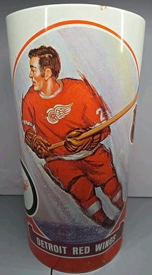 RARE! VINTAGE 1971 DETROIT RED WINGS Tall 16" Metal Trash Can NHL Hockey  - Image 1 of 4