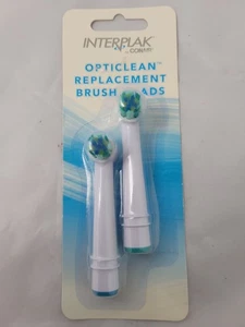 INTERPLAK Opticlean Replacement Brush Heads-Pack Of 2 *NEW - Picture 1 of 3