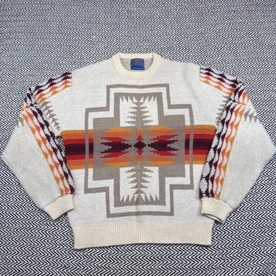 VTG Pendleton MENS MEDIUM Chief Joseph Virgin Wool Sweater USA Western Aztec - Image 1 of 4