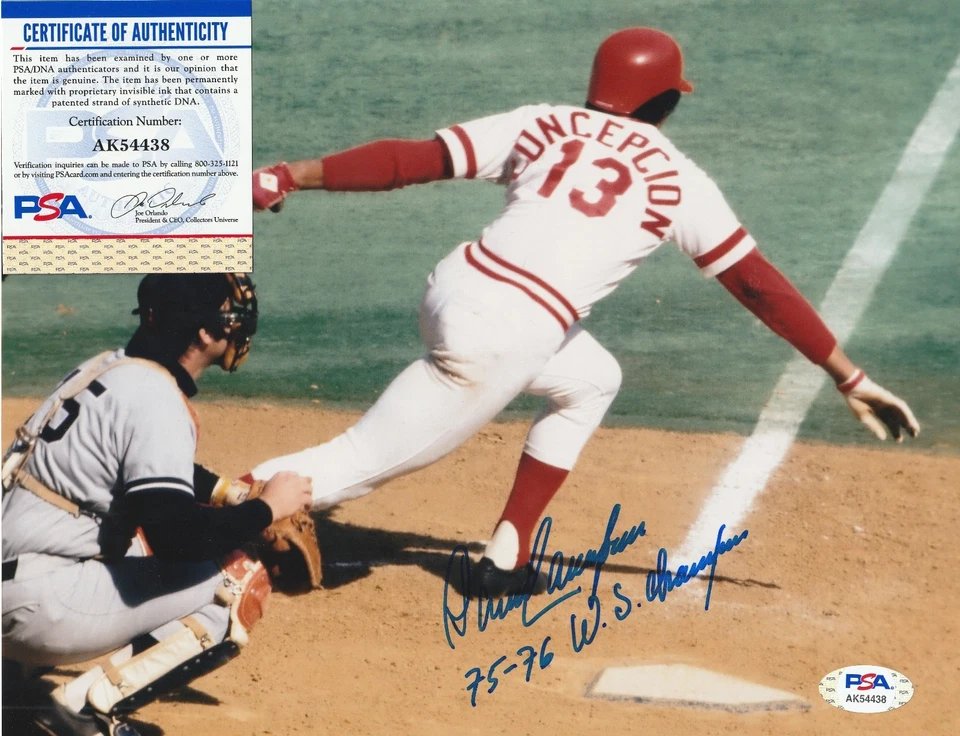 DAVE CONCEPCION  CINCINNATI REDS  1975-76 WS CHAMPIONS  PSA AUTHEN  SIGNED 8x10 - Image 1 of 1