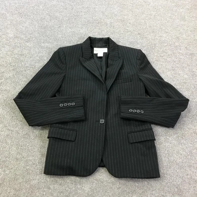 Blazer Denim & Supply Ralph Lauren para mujer pequeño negro a rayas forrado con un botón Foto 1 de 4