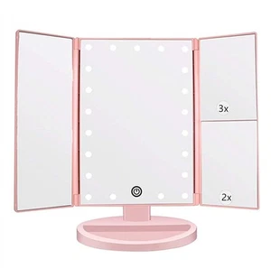 Tri-fold Lighted Vanity Makeup Mirror with 3x/2x Magnification,21 LEDs Light ... - Picture 1 of 7
