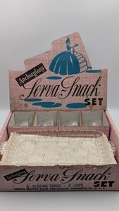Vintage Anchorglas Serva Snack Set 4 Serviertabletts / 4 Tassen Anchor Hocking - Bild 1 von 10
