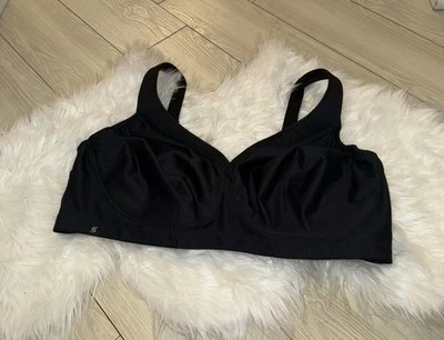 Sujetador deportivo sin cables sin costuras MagicLift figura completa Glamorise 1006 46D negro Foto 1 de 4