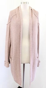 Free People Low Tide Dusty Taupe Rose Chunky Cardigan Sweater Size XS - Picture 1 of 6