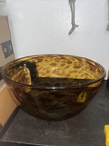 Vintage mundgeblasene Glas Leopard Schildkröte Schale, 13 "Durchmesser & 6,5" hoch - Bild 1 von 3