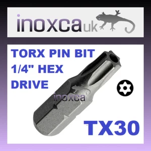 6 brocas hexagonales de seguridad T30 TX30 TORX PIN 1/4" UNIDAD HEXAGONAL CON ORIFICIO PARA PASADOR - Imagen 1 de 1