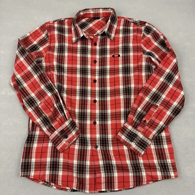 Oakley Shirt Men Large Red Plaid Button Up Regular Fit Long Sleeve Logo Golfer L - Image 1 of 4