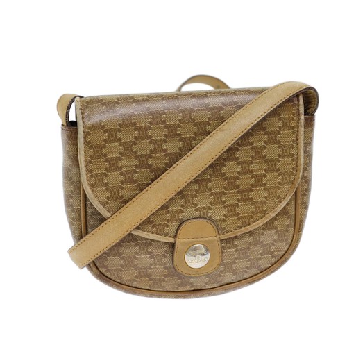 CELINE Borsa a tracolla in tela di macadam rivestita in tela beige Autore 71434