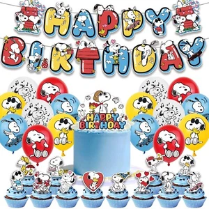 Snoopy Theme Birthday Party Supplies Set Balloon Banner Cake Toppers US Stock - Picture 1 of 6