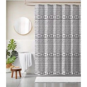 72 inch Polyester Shower Curtain with Black White Scandinavian Chevron Pattern - Picture 1 of 2