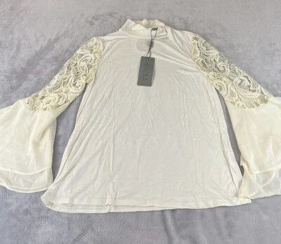 Top Joseph A. Mujer Invierno Blanco Encaje Cerradura Manga Campana Talla XS Extra Pequeño Foto 1 de 4