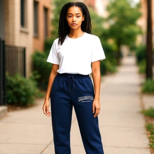 Olive Ave. knit sweatpants Small/blue/elstc w+drwstrng/fleece intr./taper legs - Picture 1 of 15