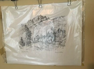 GEORGE MATHIS signed PRINT- Bassett' Station - SIZE IS 23 x 18 ART PAPER vintage - Picture 1 of 4