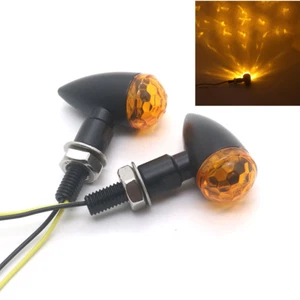 Black Metal LED Mini Bullet Amber Spherical Lens Turn Signal Indicators Light - Picture 1 of 8