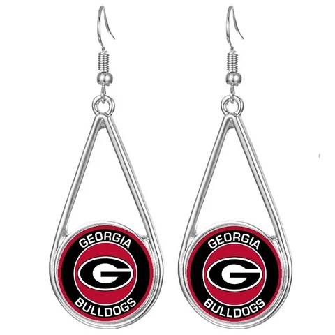 Georgia Bulldogs Womens Silver Drop Dangle Earrings w Gift Pkg D29 Cover