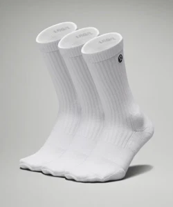Paquete de 3 calcetines acanalados Lululemon Daily Stride blancos para hombre L 9,5-12 LM9AW6S - Imagen 1 de 4